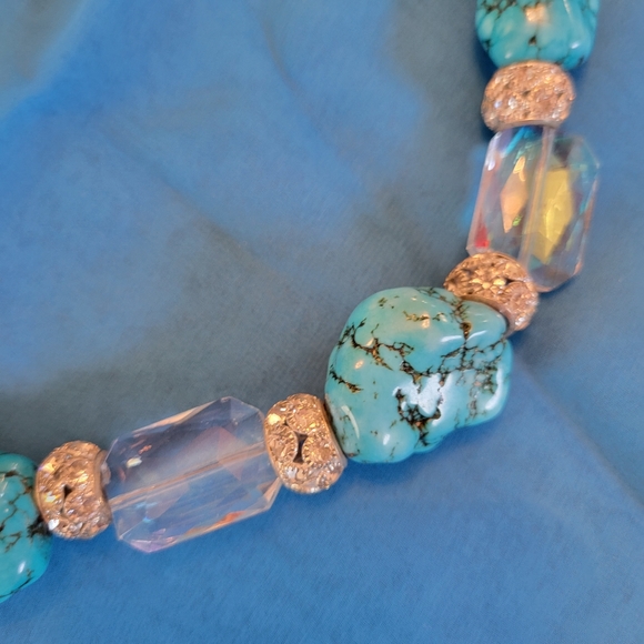 Stunning Beachy Glam Faux Turquoise & Sparkly Bauble Necklace ~ Wow! - Picture 13 of 16